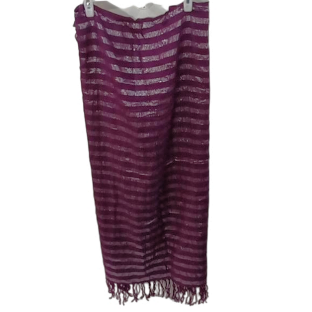 ( 376 ) H & M long scarf purple & silver stripes